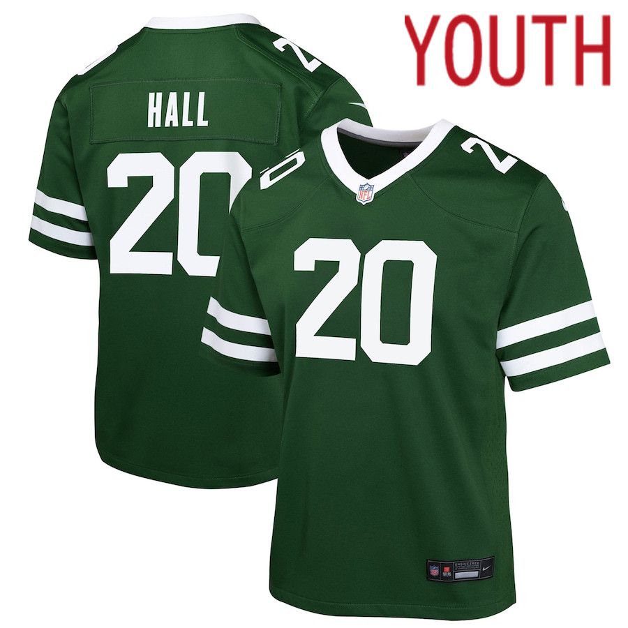 Youth New York Jets 20 Breece Hall Nike Legacy Green Game NFL Jersey